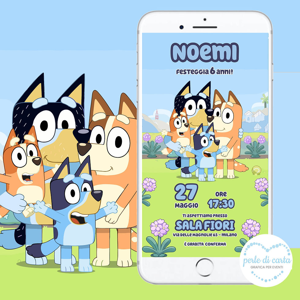 BLUEY invito digitale festa compleanno whatsapp
