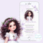 PRIMA COMUNIONE invito digitale bimba lilla, biglietto di invito whatsapp comunione cresima