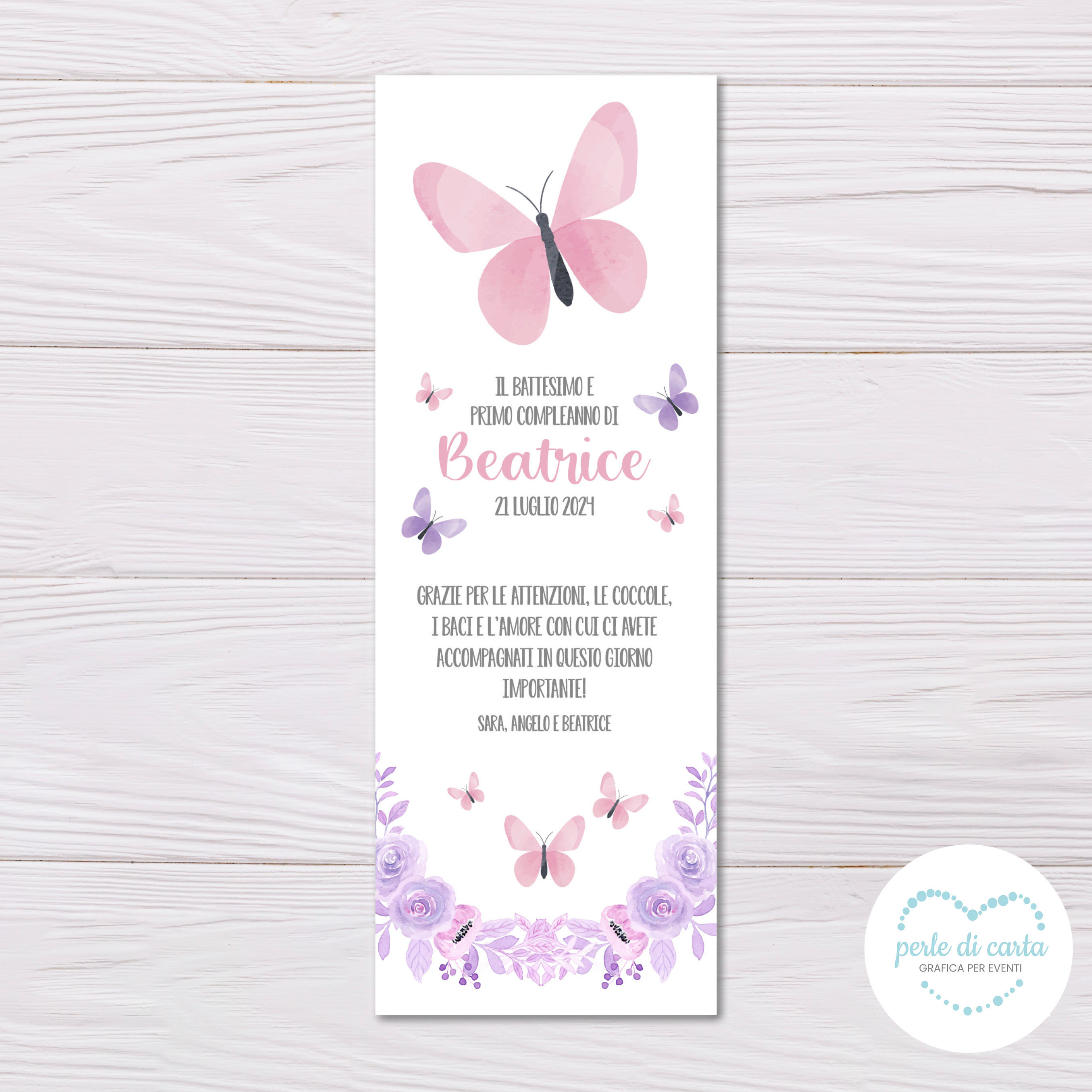 SEGNAPOSTO FARFALLA digitale battesimo segnaposti festa