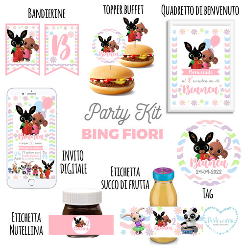 Kit Completo Decorazione Festa Bing - 92 Pezzi Con Palloncini, Tovaglia, Stoviglie E Accessori Per Compleanno Bambini - Foto 4