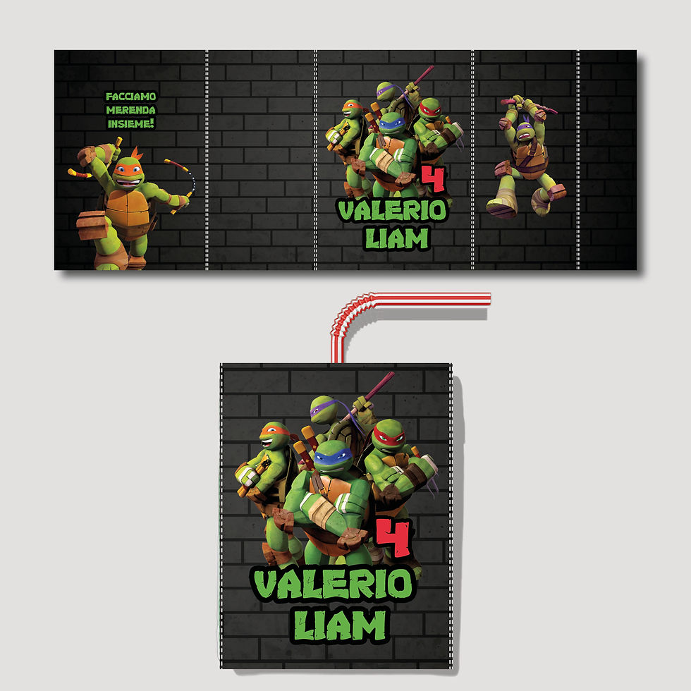 TARTARUGHE NINJA succo di frutta digitale personalizzato per festa di compleanno bambino