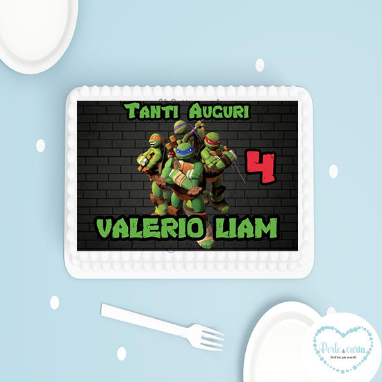 TARTARUGHE NINJA cialda torta personalizzata per festa di compleanno bambino