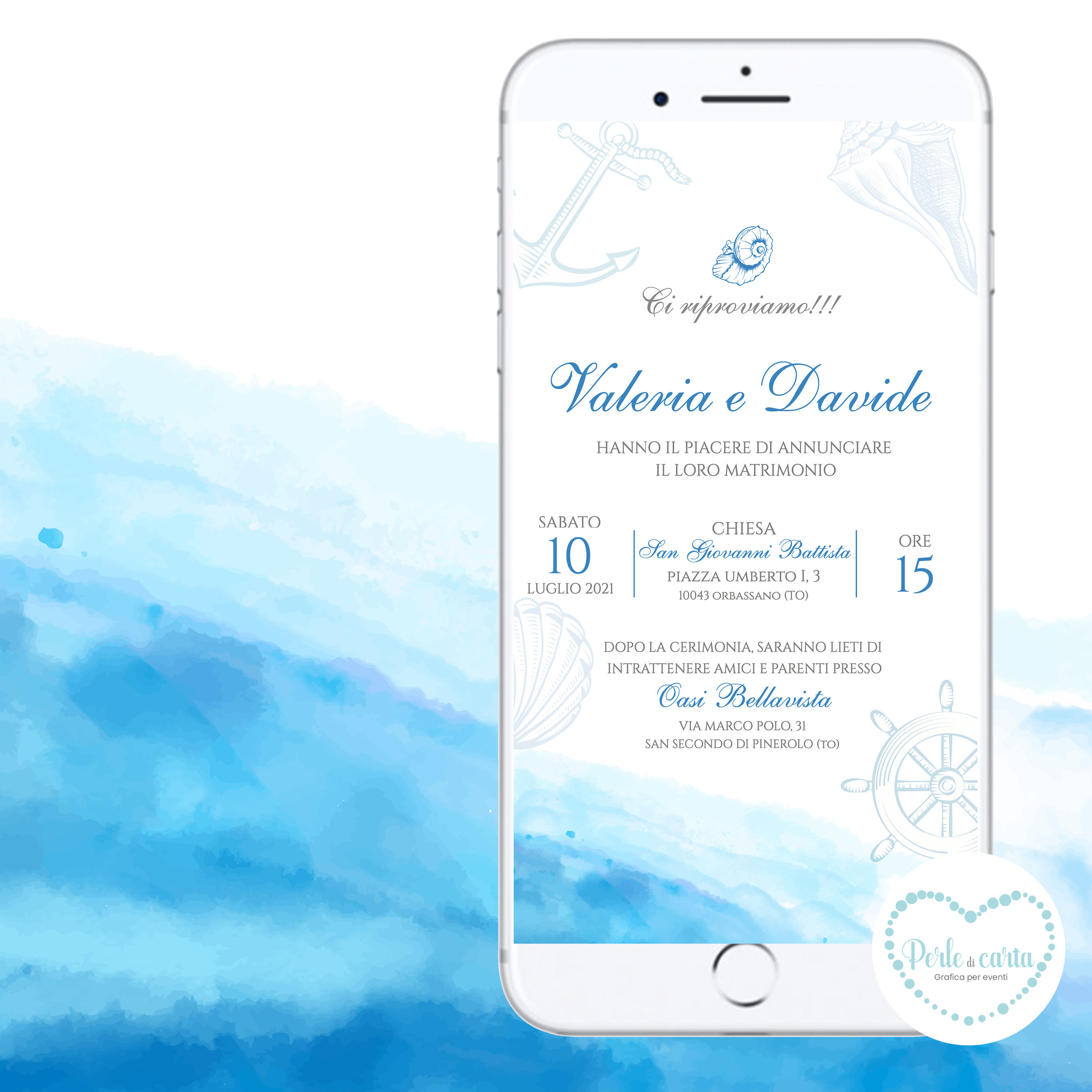 invito mare matrimonio whatsapp digitale personalizzato