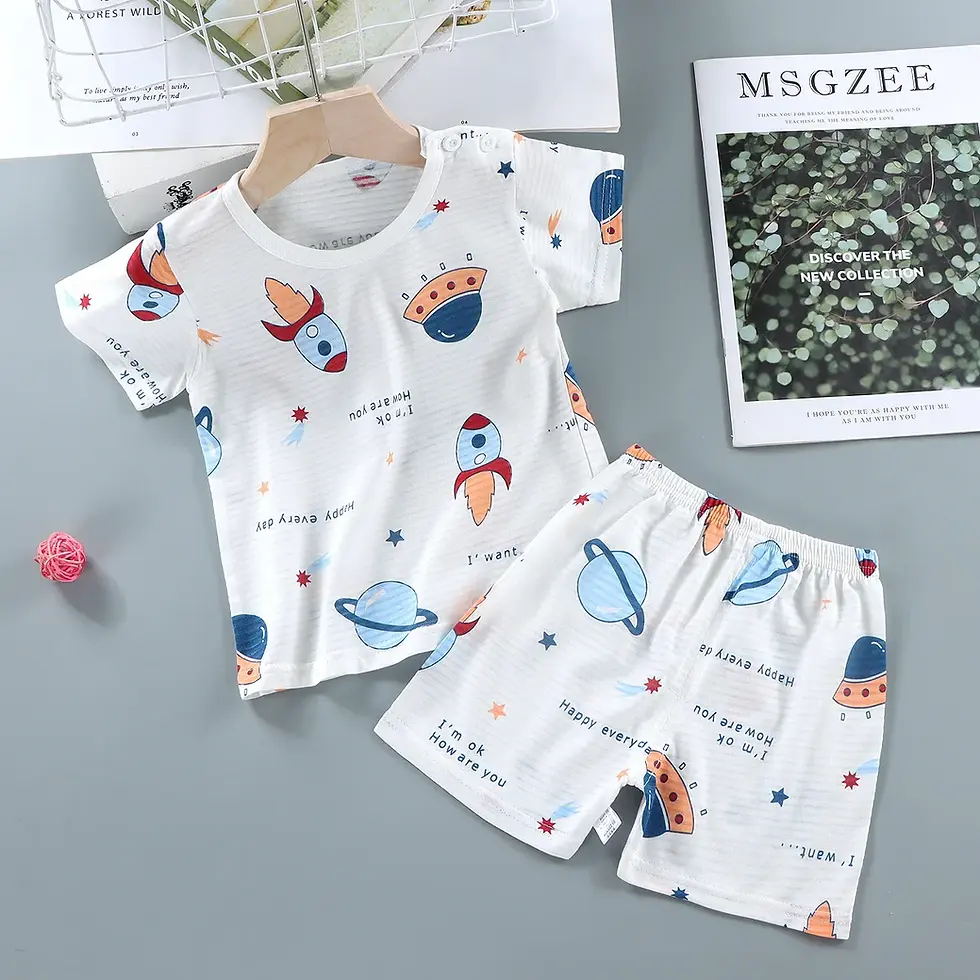 Miniatura: Children's Clothing Summer Short Sleeve Home Sleepwear Children Sets Kids Clothe