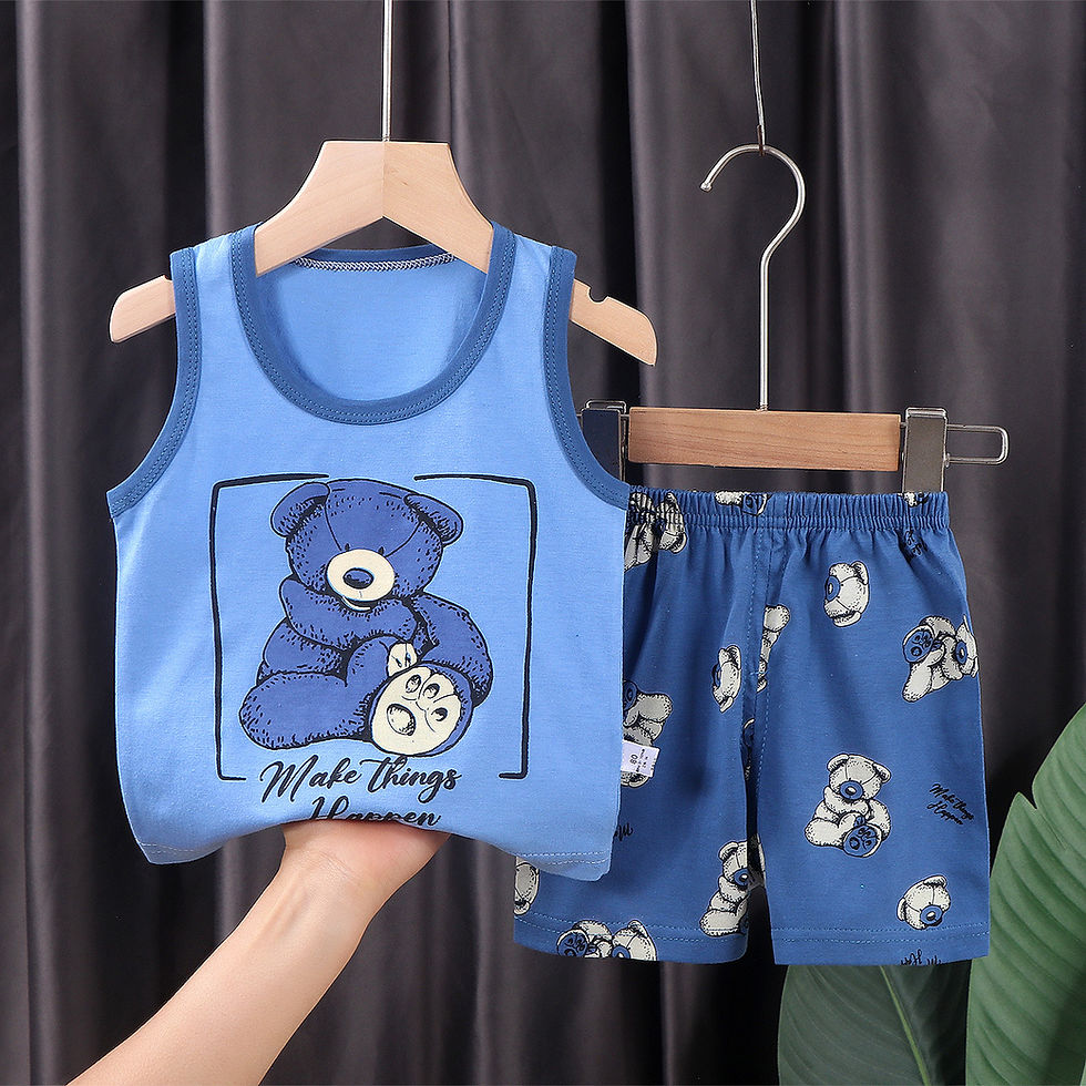 Miniatura: 2PCS Children Clothing Vest Suit Children's Sets Summer Cotton T-Shirts Shorts B