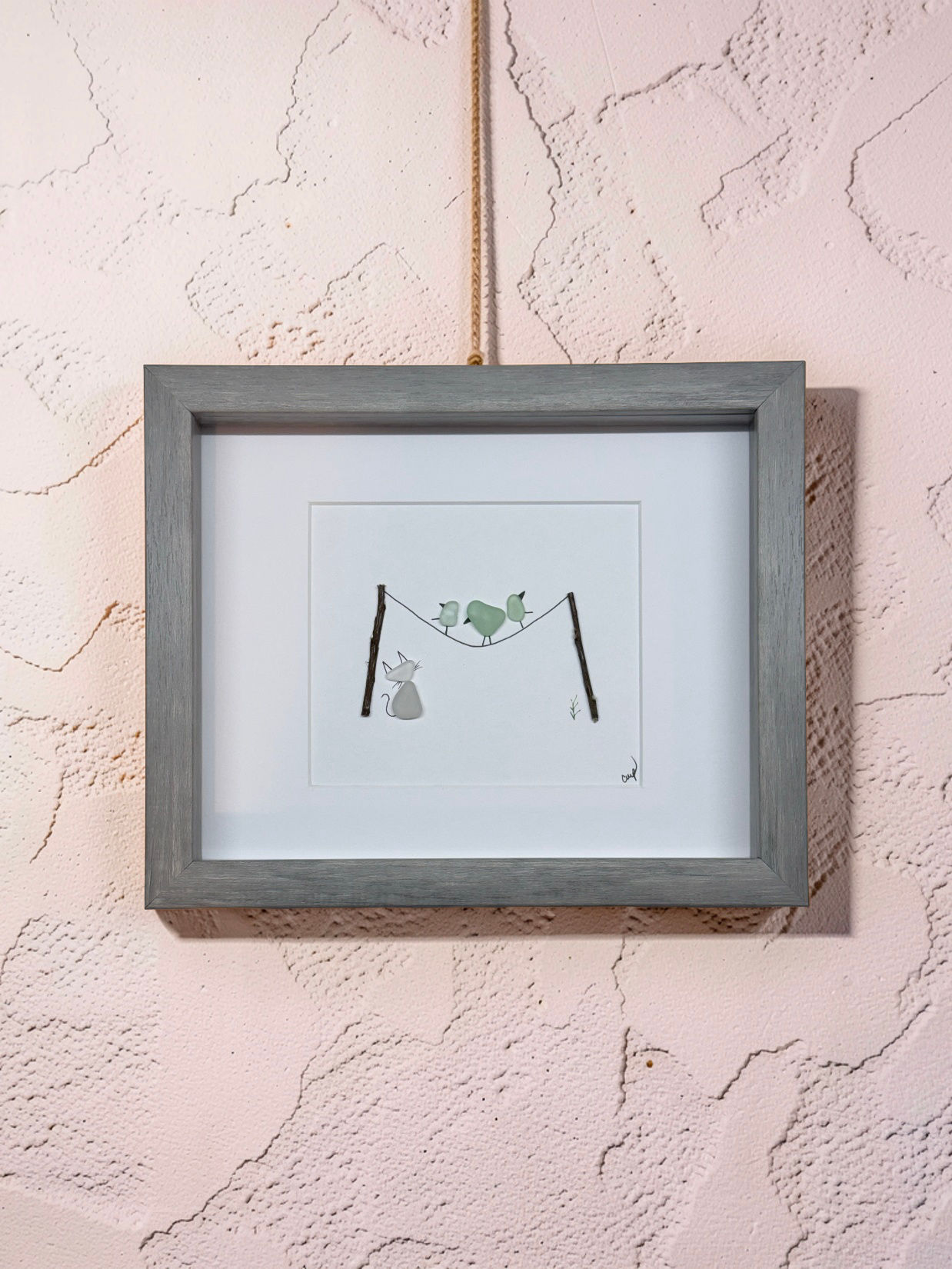 Three Birds on String and Cat