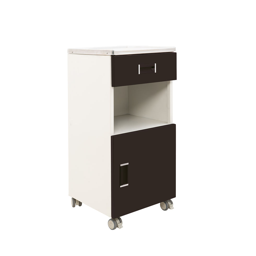 Thumbnail: Compact hospital cabinet with one drawer, one cabinet, and smooth rolling wheels