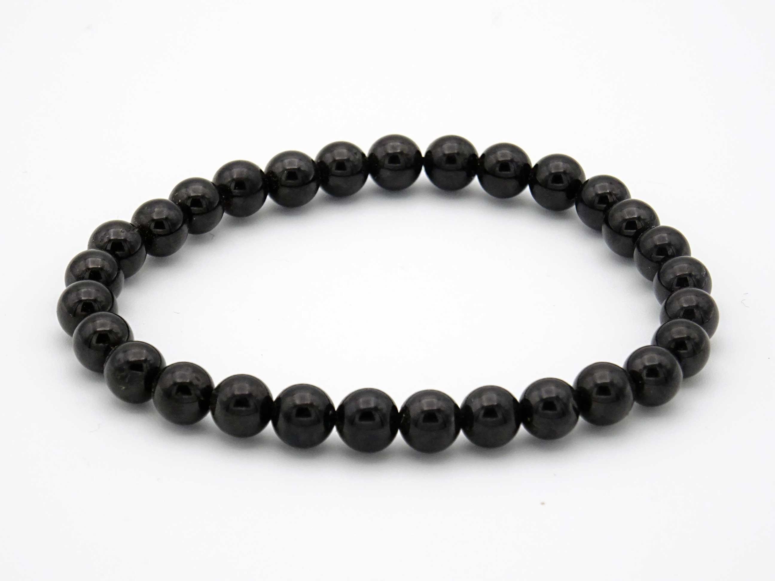 Bracelet pour hommes et femmes en perles de pierres naturelles de tourmaline noir