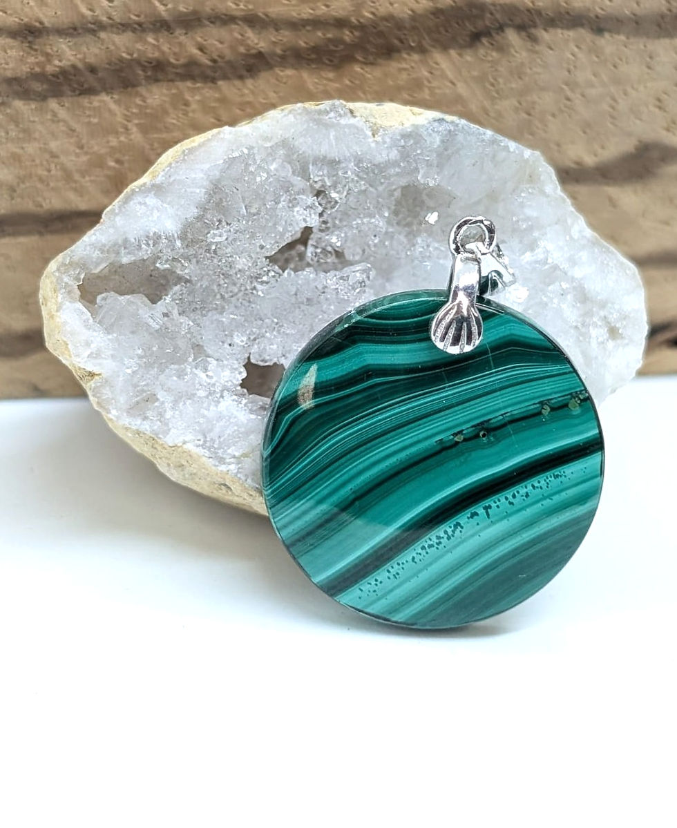 Pendentif Malachite et Argent 925 forme Ronde
