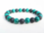 bracelet homme pierres en malachite et onyx, perle de 8 mm minéraux.