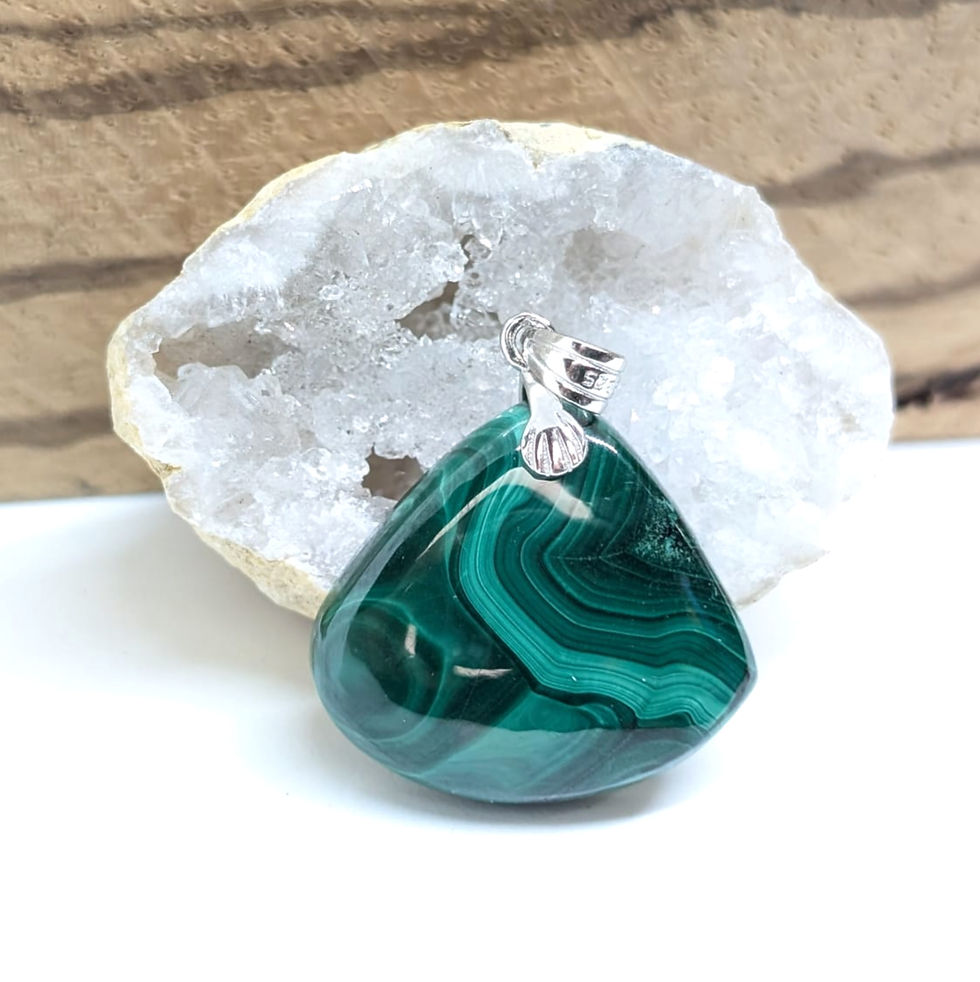 Pendentif Malachite et Argent 925 Forme Goutte