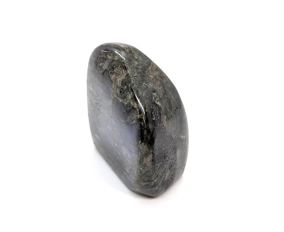 Miniature : vue de coté d'une pierre labradorite 3 avec reflet bleu