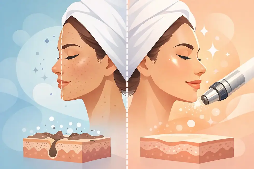 Vorher-Nachher Microdermabrasion Glow richtig lesen