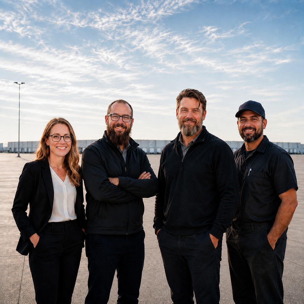 Four members of the ACT Lease team at the Central Ohio storage facility