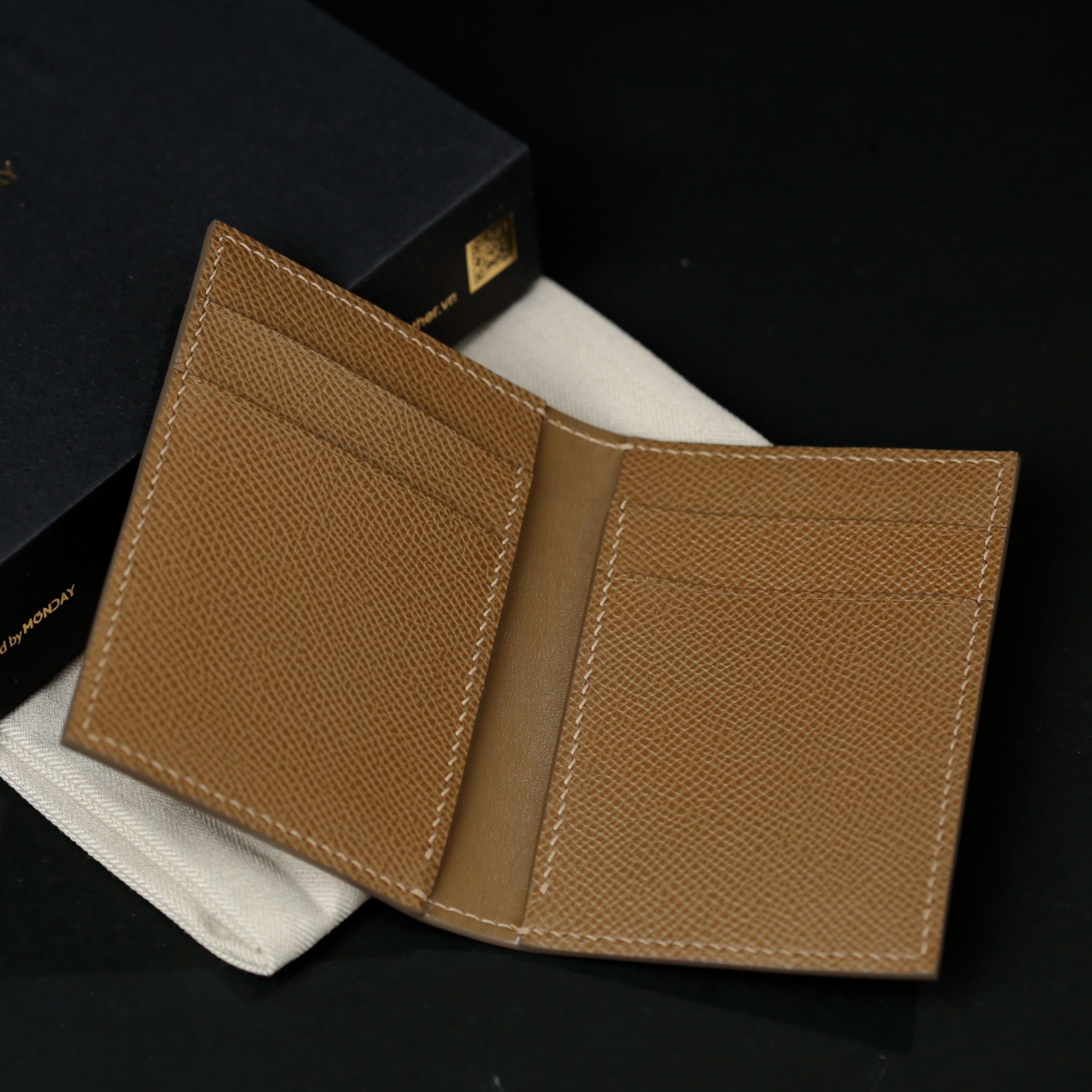 Ví card gập 1105 - da espom cao cấp - chế tác thủ công