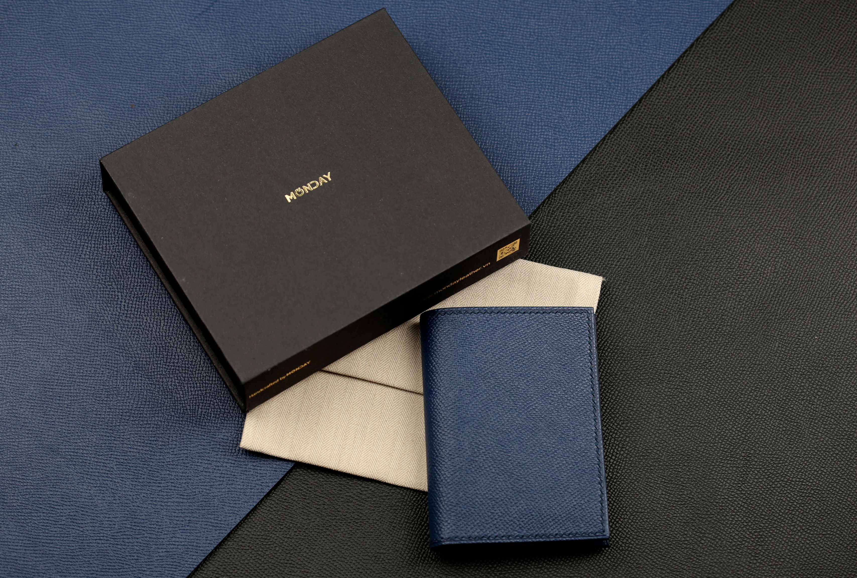 Ví card gập 1101 - da espom cao cấp - chế tác thủ công