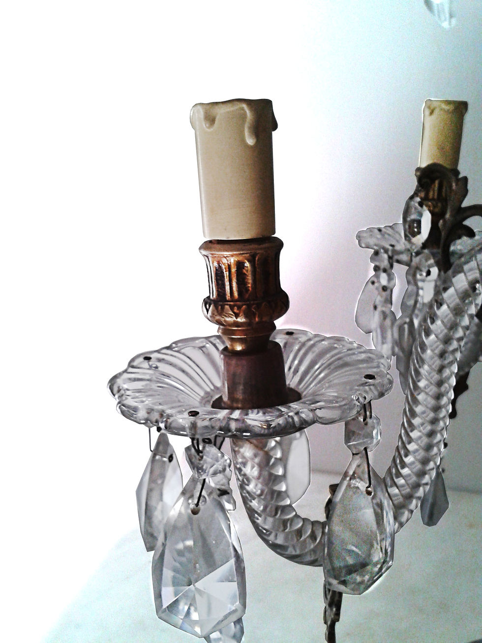 Miniatura: 2 Candelabros bronce brazos cristal