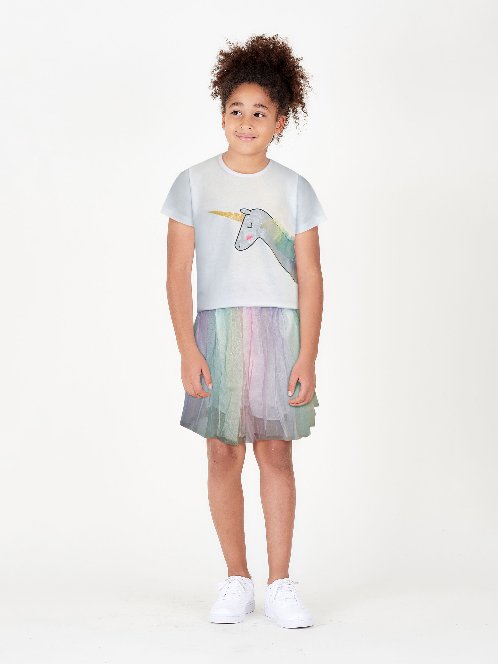 Mädchen Rock und T-Shirt set mit Einhorn-Weiß (3-8yrs)