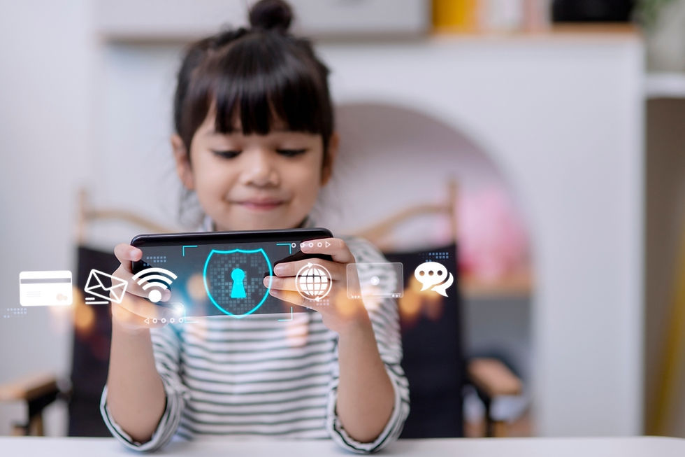 A child enjoying watching her smart phone
