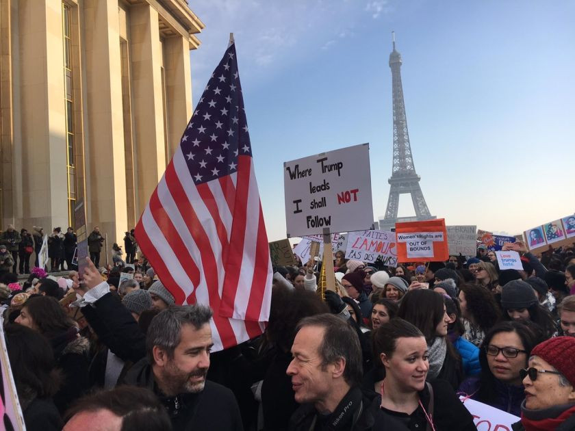 People are pictured protesting against Donald Trump during the Paris Women’s March. — Picture courtesy of Julia - See more at: http://www.themalaymailonline.com/opinion/helen-hickey/article/womens-march-millions-unite-against-trump-and-all-he-stands-for#sthash.B6lZ5zIz.dpuf