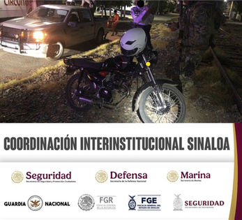 Tras persecución, Grupo Interinstitucional asegura motocicleta abandonada por civiles armados en Culiacán
