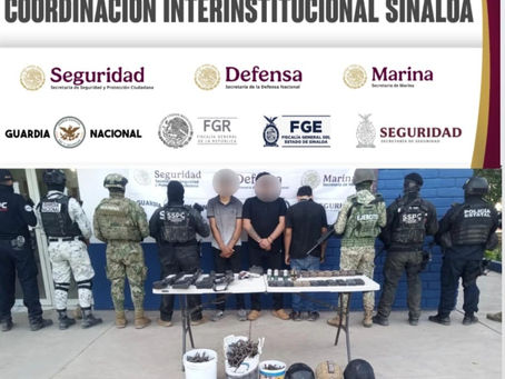 3 civiles, armas, granadas y vehÃculos blindados, lo asegurado por Grupo Interinstitucional en Navolato