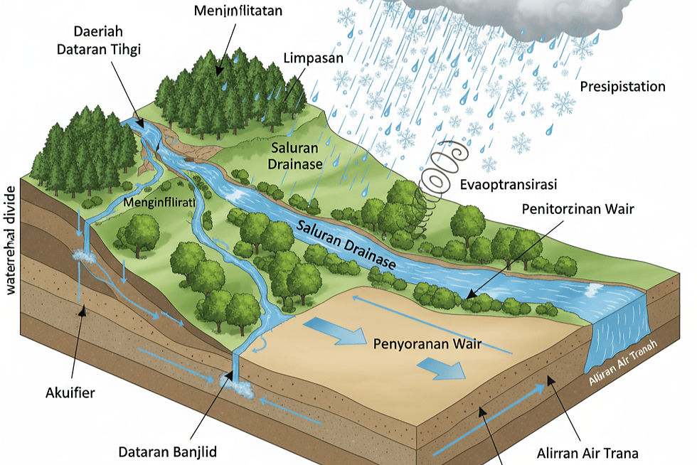 Saat hujan lebat mengguyur kawasan perkotaan, volume limpasan permukaan meningkat tajam karena dominasi beton dan aspal yang menghambat proses resapan alami.