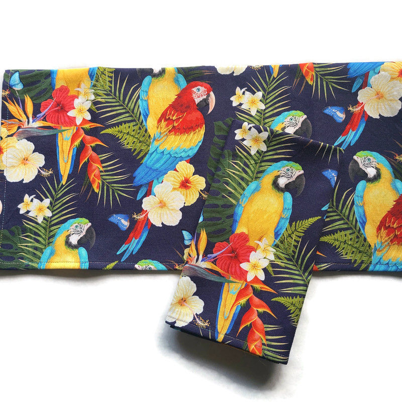 Thumbnail: Cotton Napkins - Tropical Parrots Bird Napkins