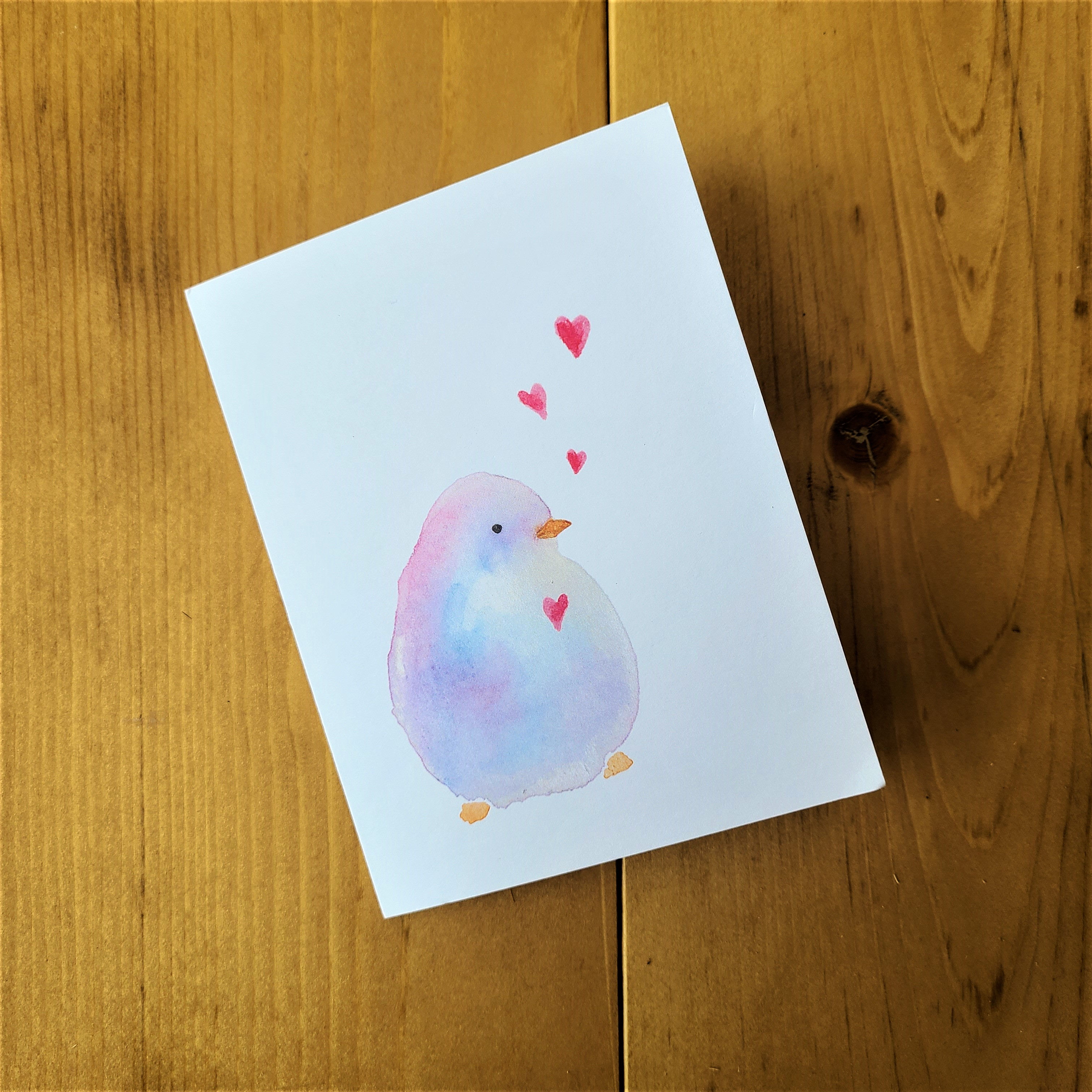 Super Cute Watercolour Bird Hearts Love Greeting Card