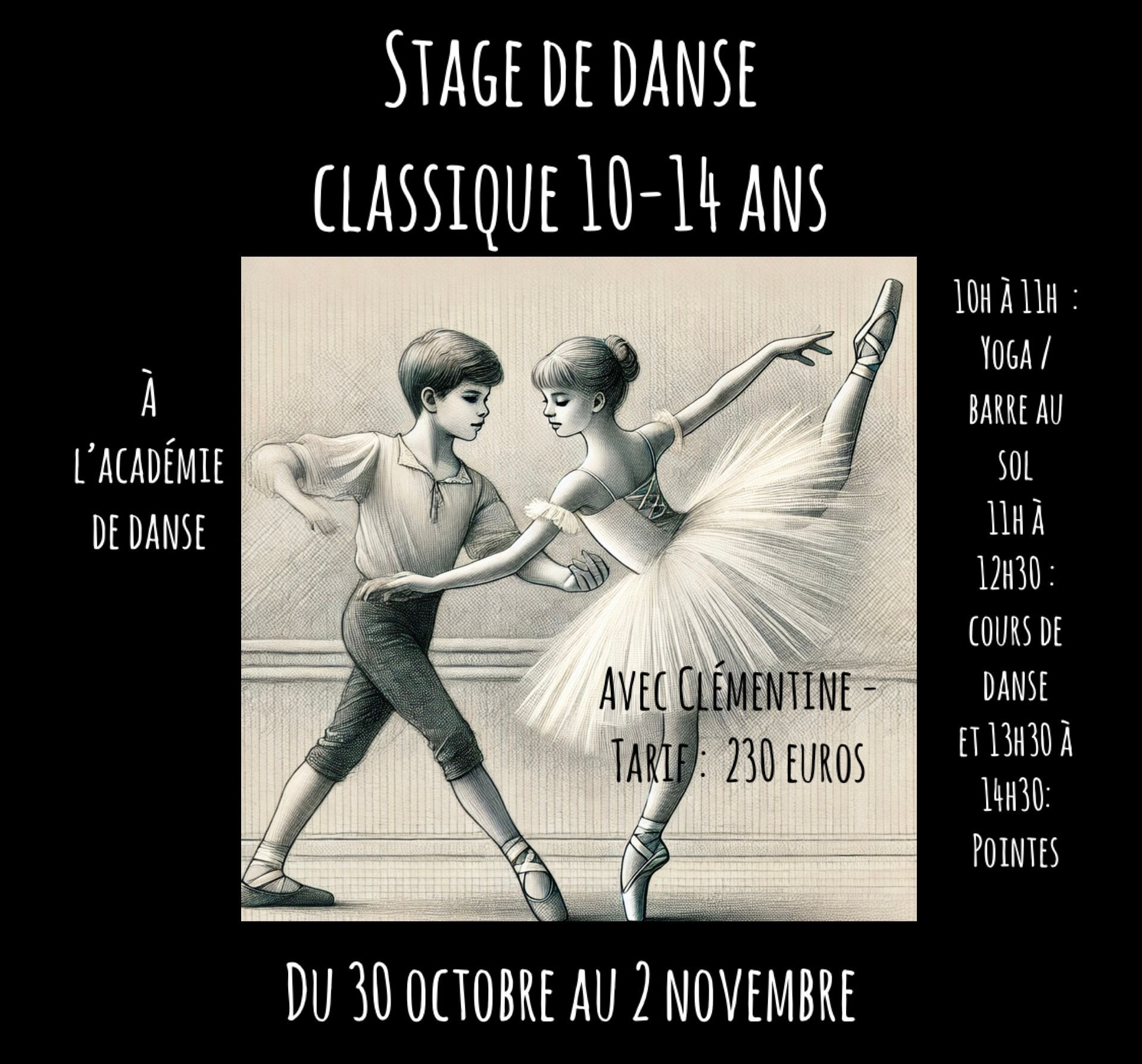 Stage de Danse classique 10-14 ans Oct 24