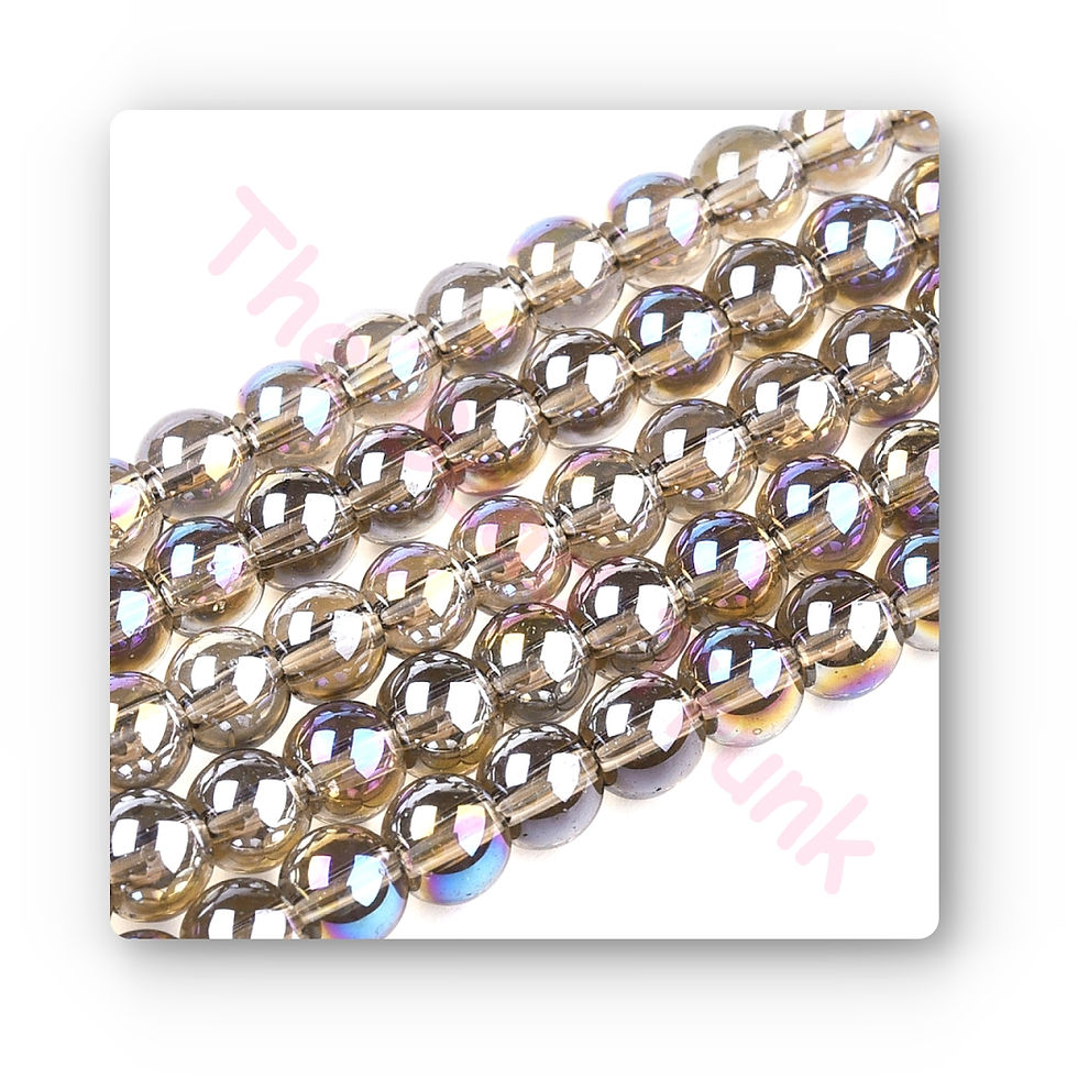4mm Platinum Smoke Rainbow AB Plated Iridescent Glossy Round Glass Beads