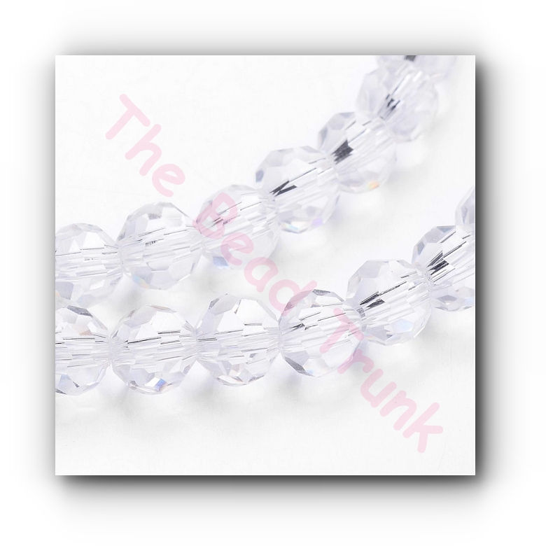 4mm Crystal Clear Faceted Transparent Round Glossy Glass Beads