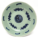 A BLUE AND WHITE SHOU-CHARACTER (LONGEVITY) DISH 青花 寿字祥云纹 盘 《成化年制》款