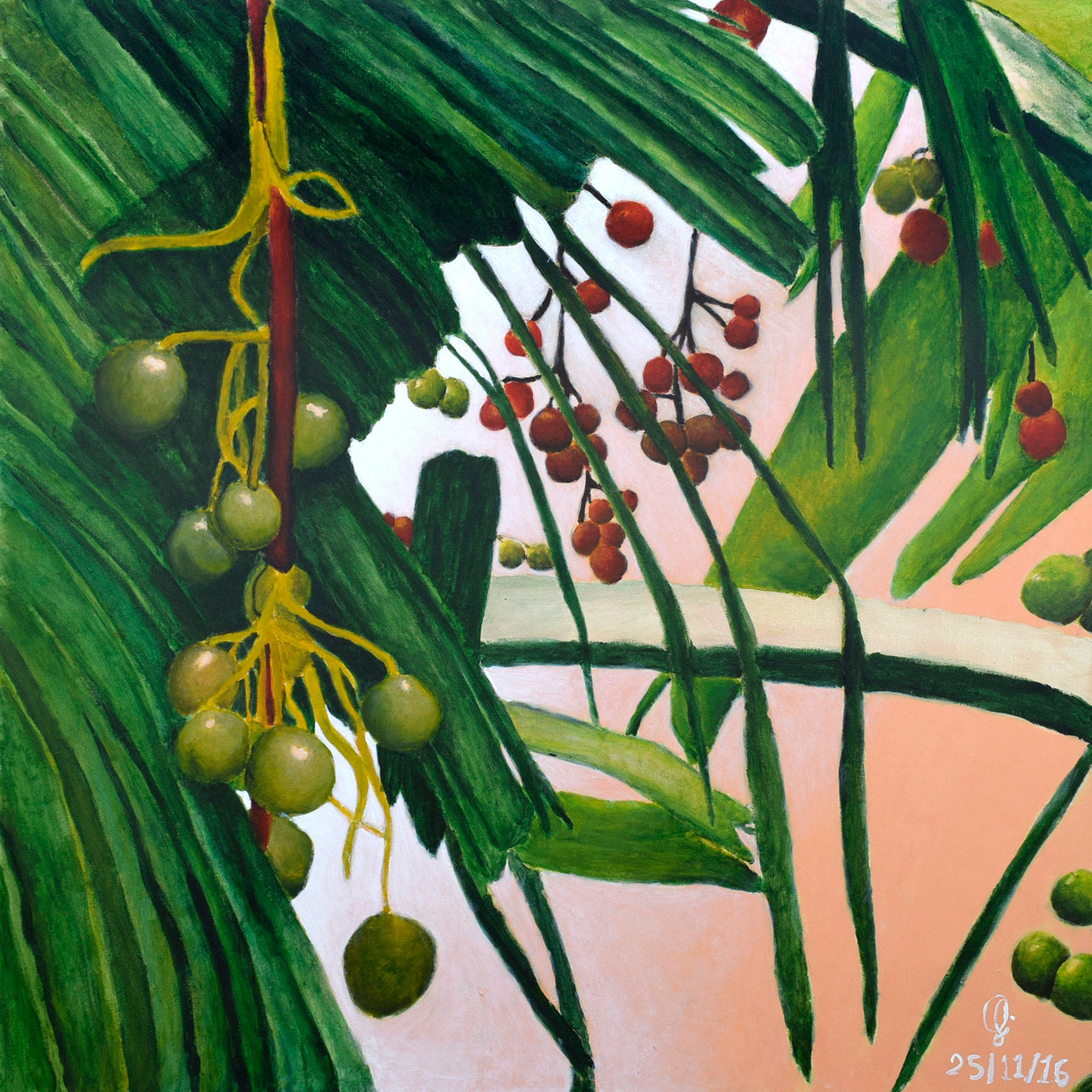 BERRIES ON THE PALM TREE (2016) by Brassia Qing
