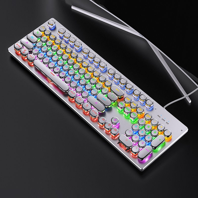 Thumbnail: Retro Punk Mechanical Keyboard Blue Black Brown Switch 104 Keys USB Wired Gaming