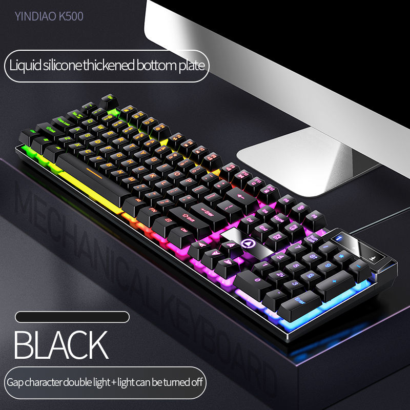 Thumbnail: YINDIAO Keyboard Gaming Wired Laptop Desktops PC Computer Office Accessories Low