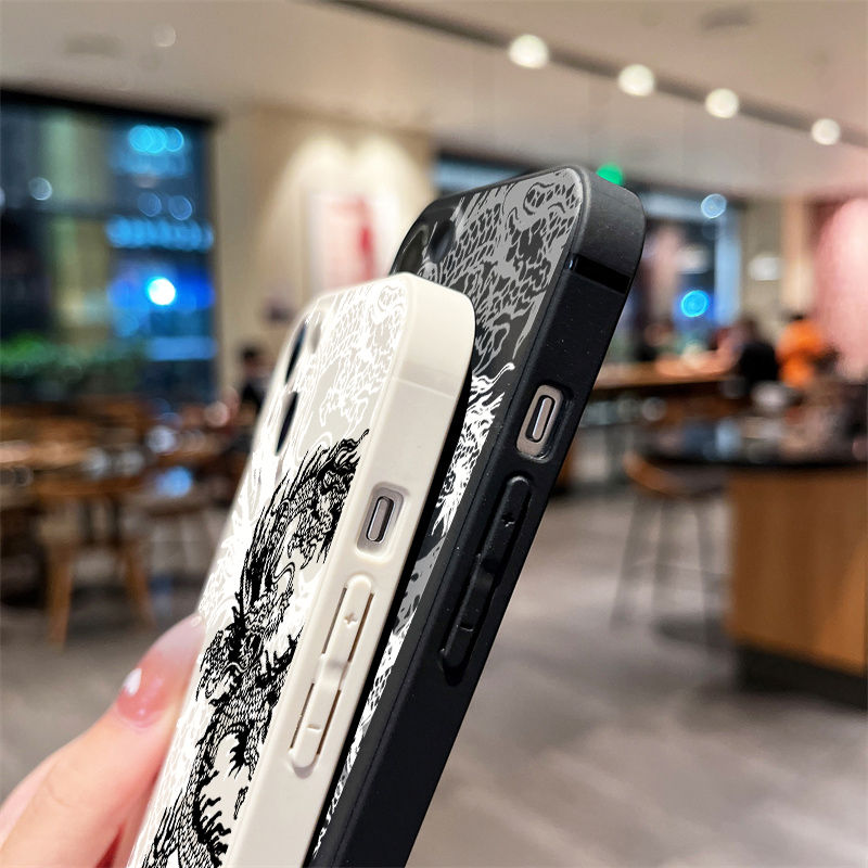 Thumbnail: Black White Dragon Silicone Phone Case For iPhone 15 16 Pro Max Cases iPhone 14 