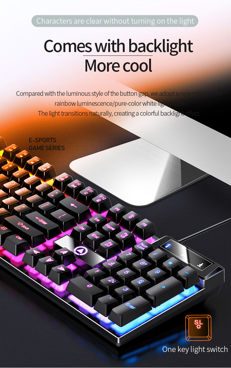 Thumbnail: YINDIAO Keyboard Gaming Wired Laptop Desktops PC Computer Office Accessories Low