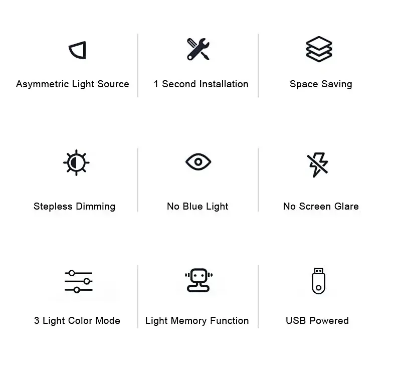 Thumbnail: 33cm 50cm LED Computer Screen Light Hanging Desk Lamp USB Plug in Monitor Bar Li