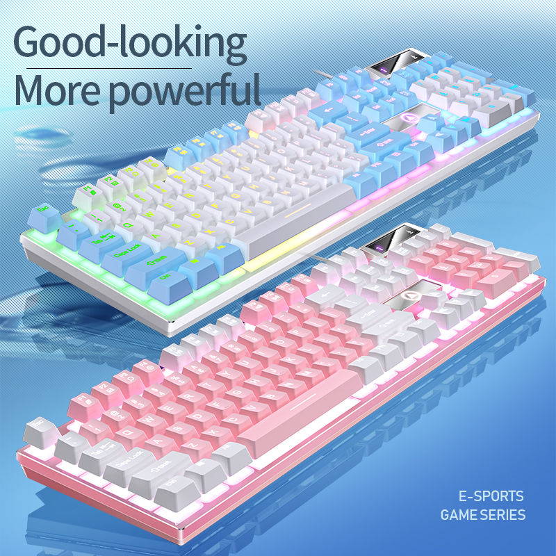 Thumbnail: 104 Keys Gaming Keyboard Wired Keyboard Color Matching Backlit Mechanical Feel C
