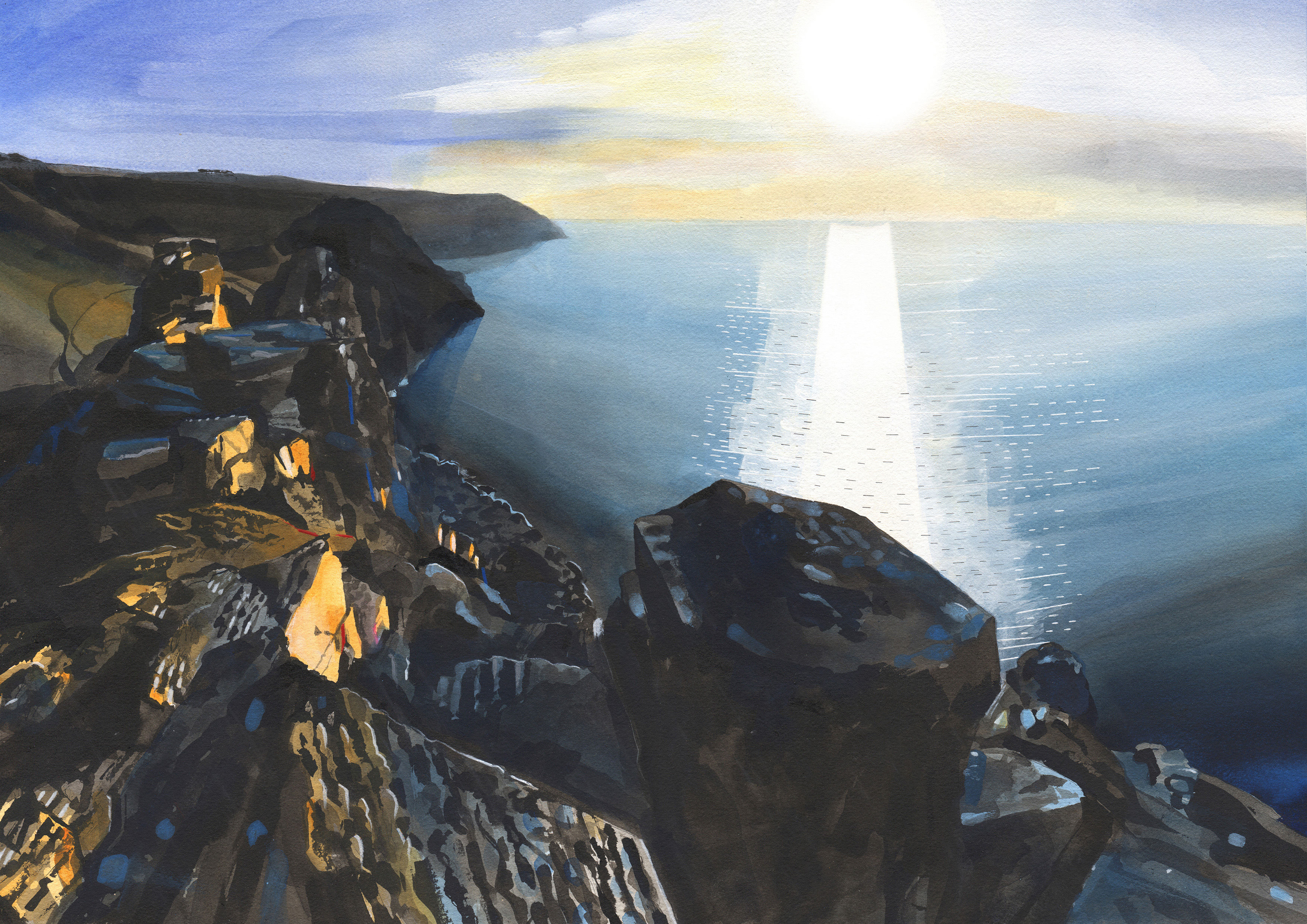 Exmoor Print "Valley of Rocks" Devon - from an Original Painting By Leo