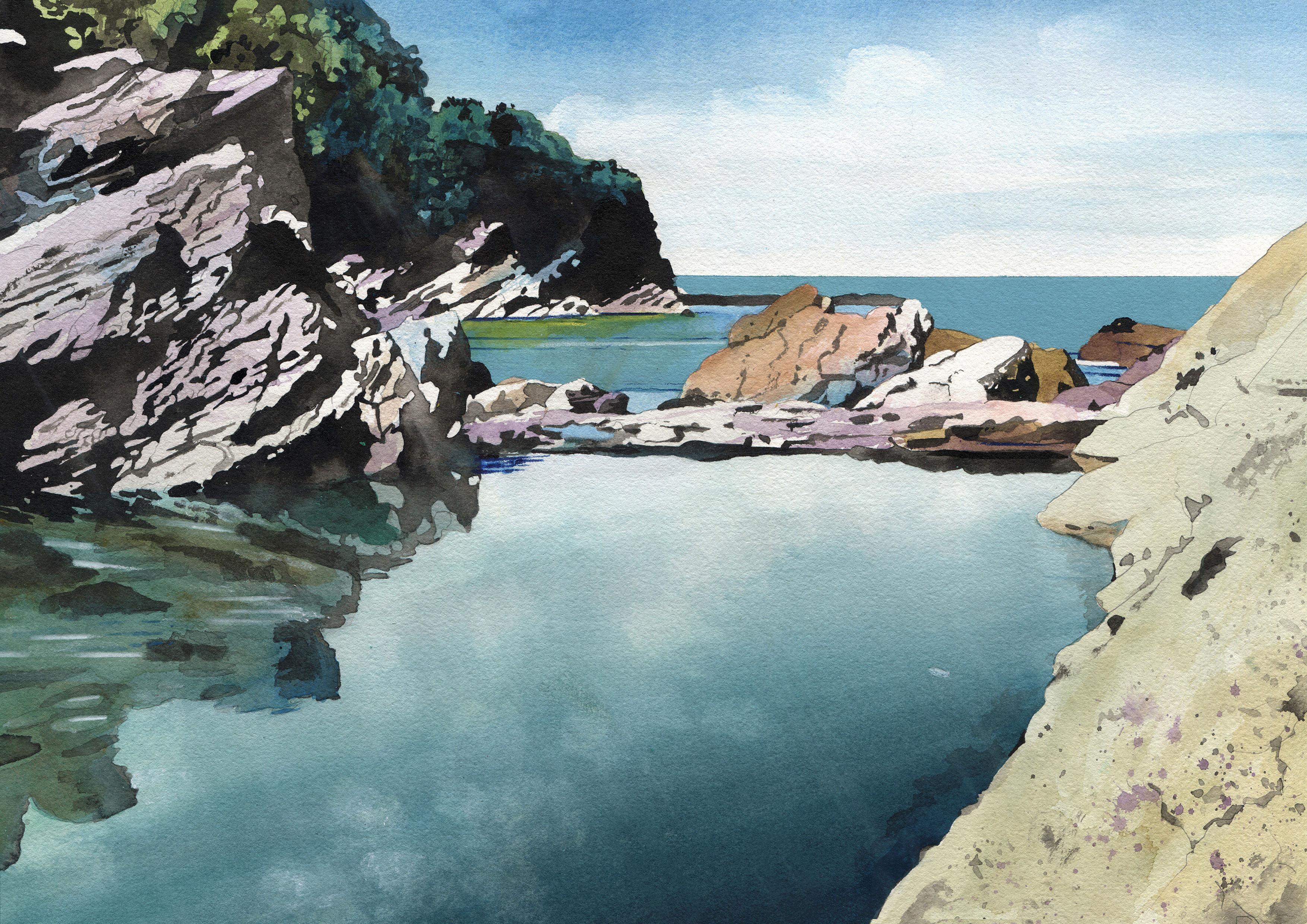 Woody Bay - Devon - Exmoor Print - from an Original Painting By Leo