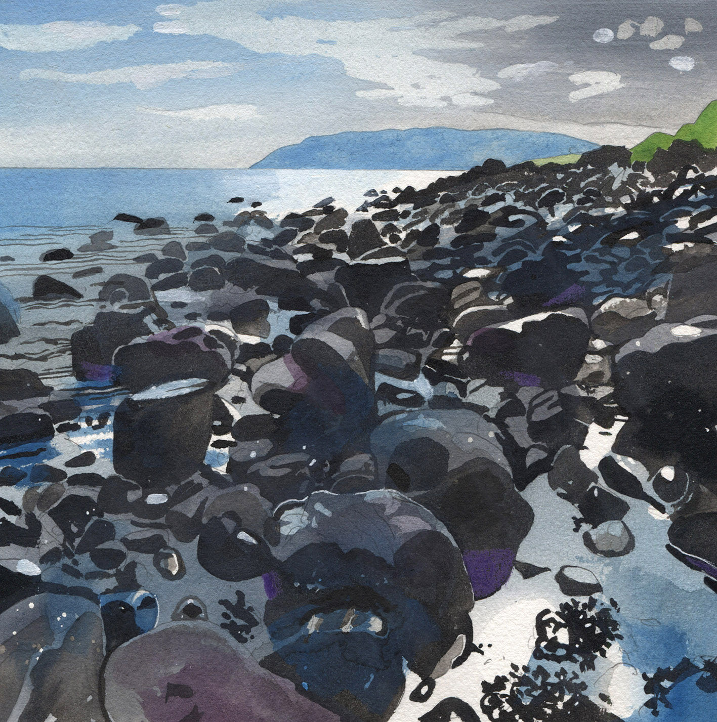 "Beach West of Porlock Weir" - Original  Exmoor Painting By Leo