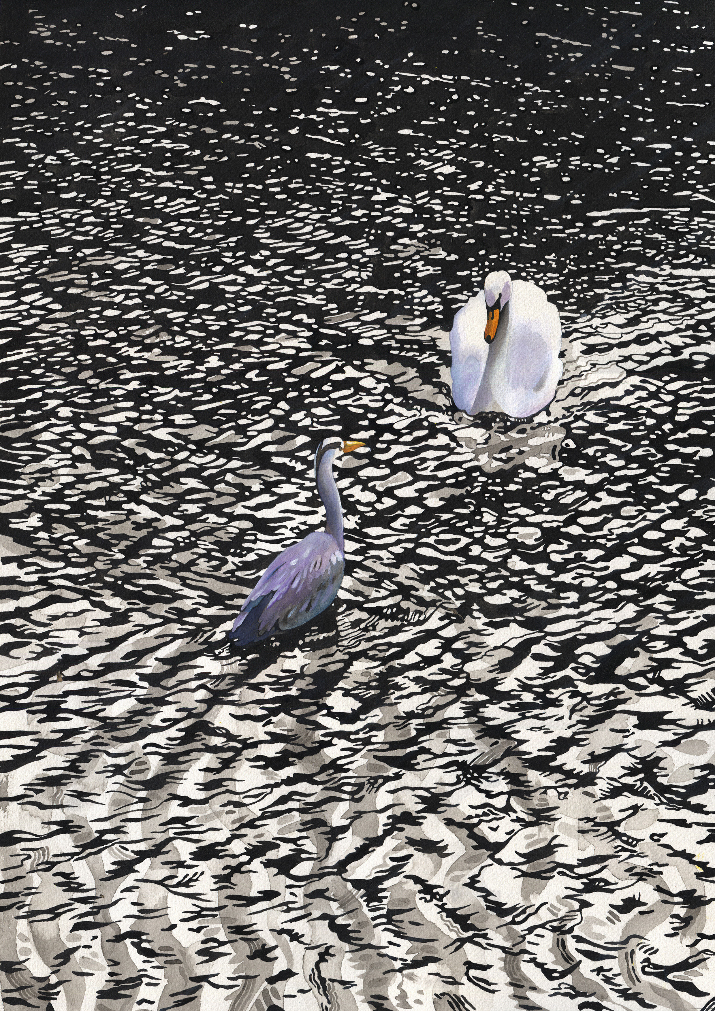 "Stand Off" - Bird Print - from an Original Painting By Leo Davey