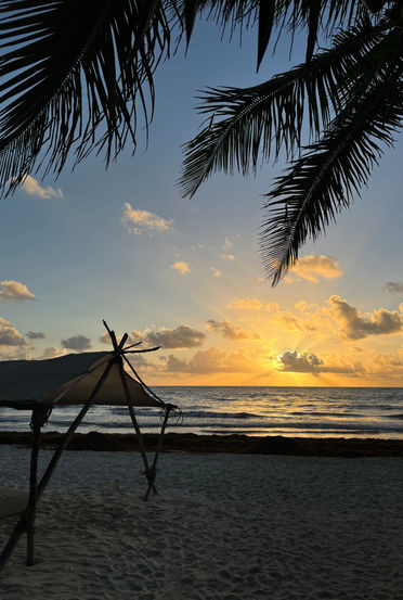 Tulum beach at sundown