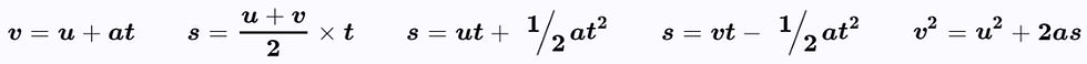 SUVAT equations, constant acceleration equations, kinematics, kinematics equations, projectile motion equations, motion equations. Free online A-level maths mechanics notes. EngineeringNotes.net, EngineeringNotes, Engineering Notes