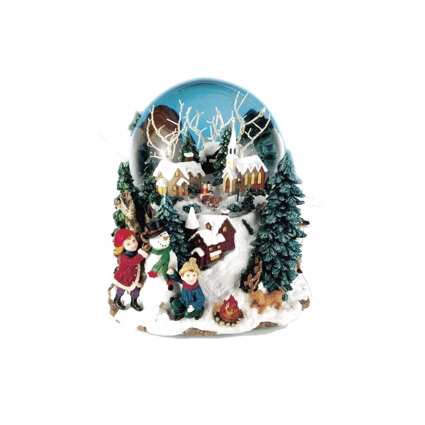 Schneekugel mit Musik, Licht und automatischem Schneefall "grosse Winterlandschaft"