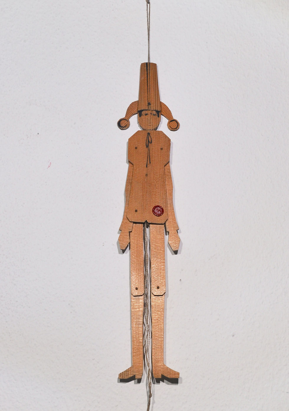 Hampelmann Harlekin natur; Handgeschnitzte Oberammergauer Schnürlkasperl aus Holz