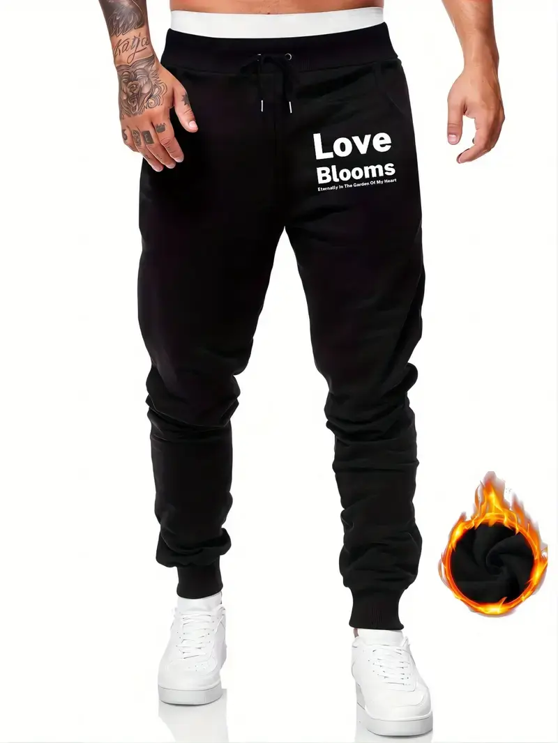 mens black track pants love blooms 32 to 28 inches