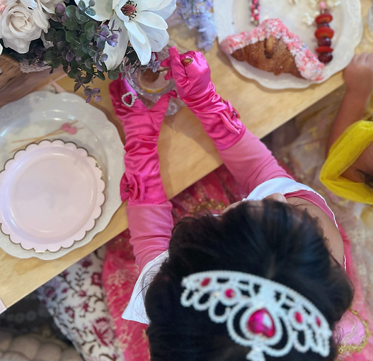 Princess Aurora enjoying her princess tea party with Polie Party Co.